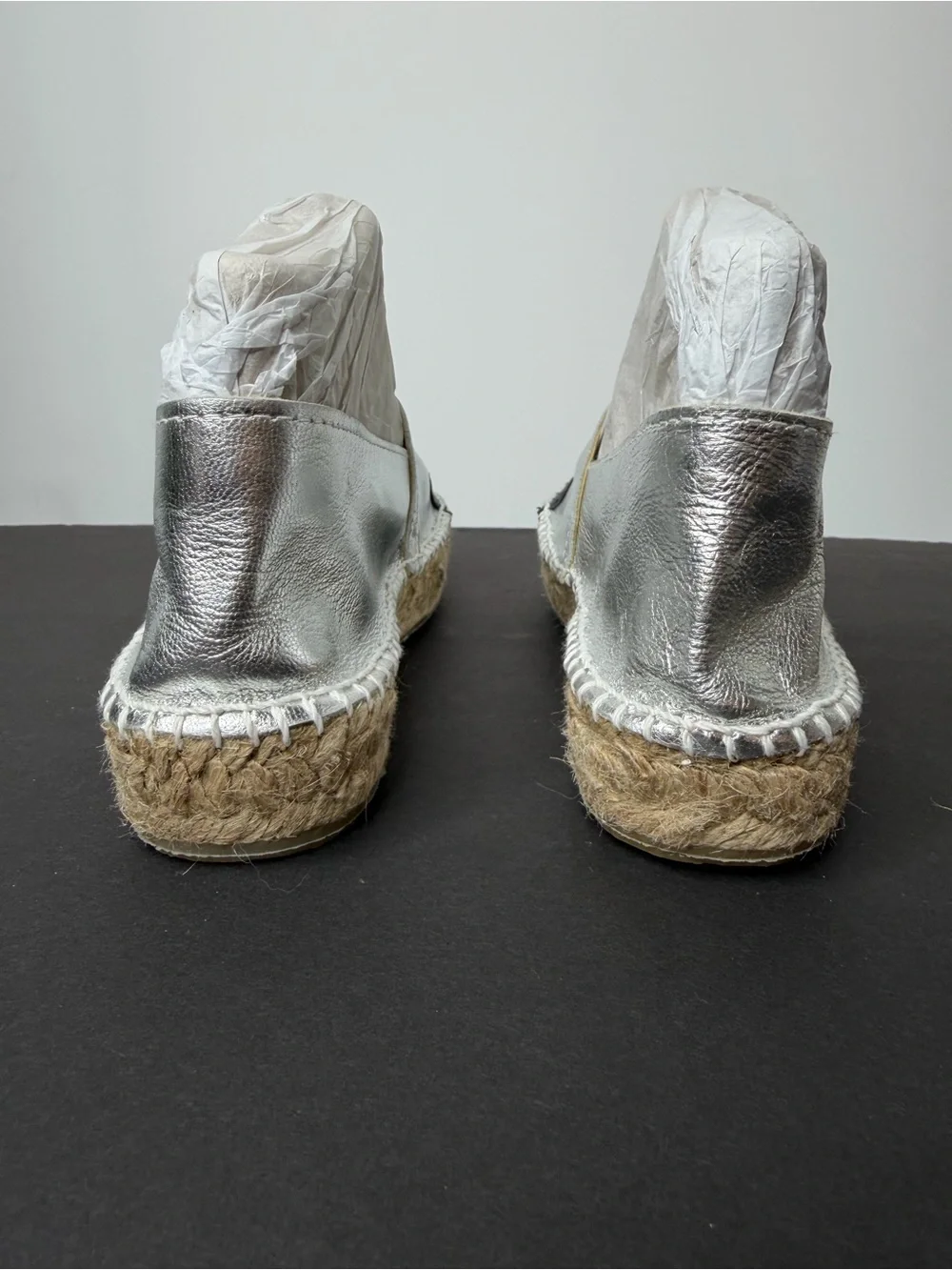Aldo Metallic Silver Espadrille Slip-On Sneakers